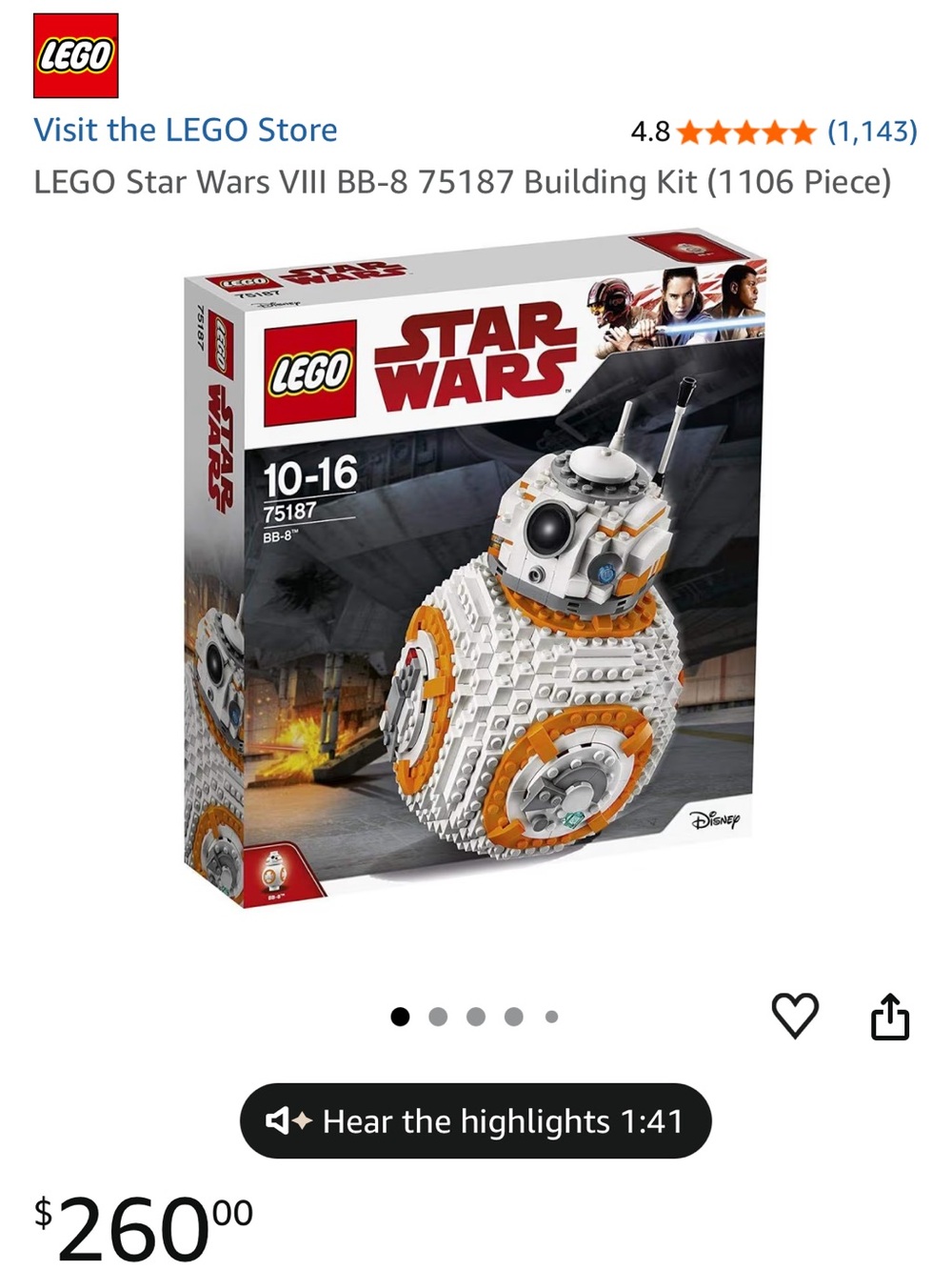 Lego Star Wars BB-8 Build Set — White, Orange, Gray Lego Bundle with Brick Headz